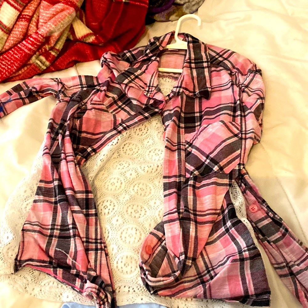 Pink and black button up for kids